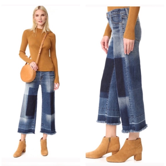 J Brand Denim - J BRAND Liza Mid-Rise Cropped Culottes Patchwork